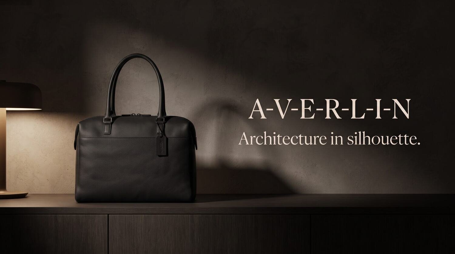 The Averlin Day Bag in Black, lit from the side